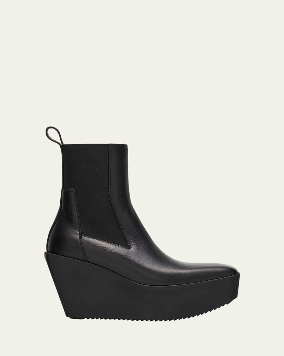 Sliver Leather Platform Beatle Boots